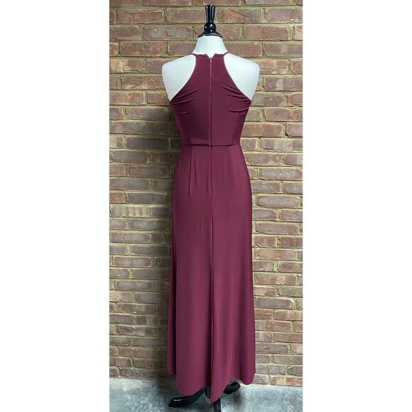 DB Studio Burgundy Spaghetti Strap Jersey Knit Maxi Evening Dress Size 4 - Picture 4 of 9